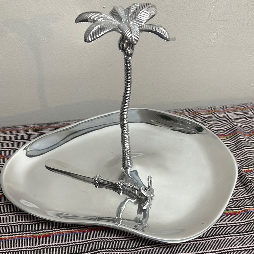 Silver Palm Tree Decorative Tray